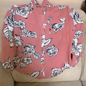 Candies blouse. Light maroon with black flowers.